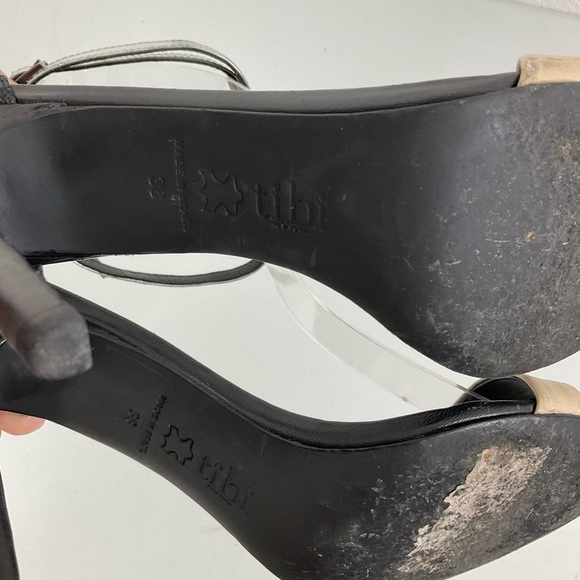 Tibi New York Amber Nude and Silver Ankle Strap Heels Size 38 - Picture 7 of 8